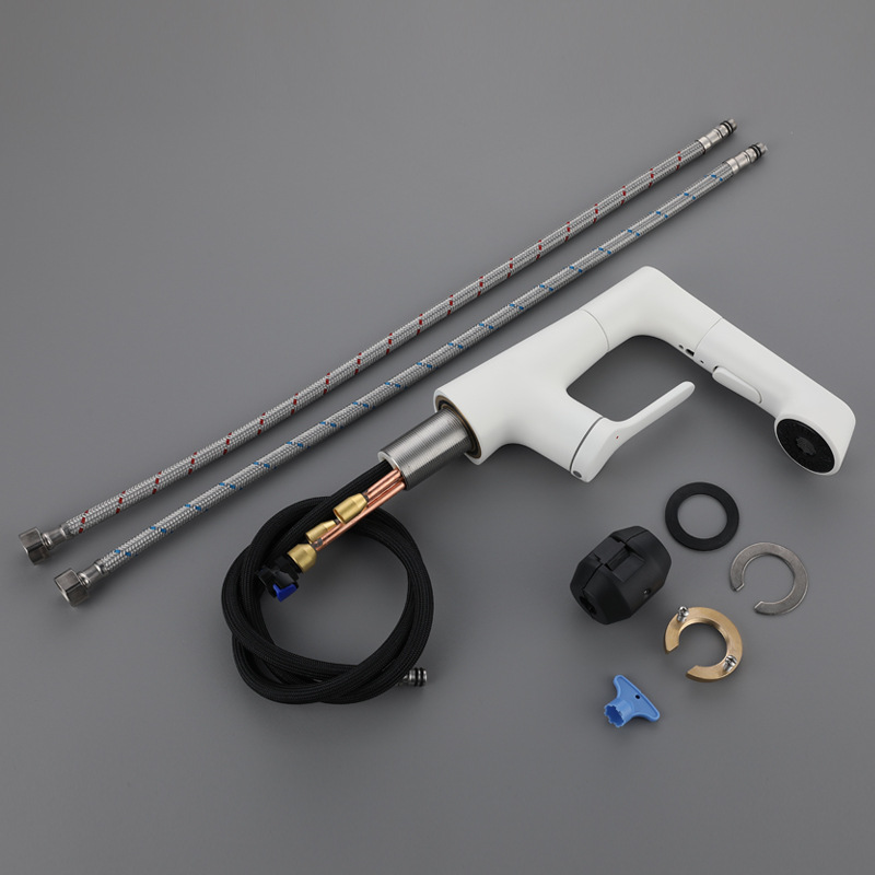 Rotary pull basin faucet
