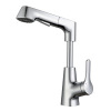 Rotary pull basin faucet