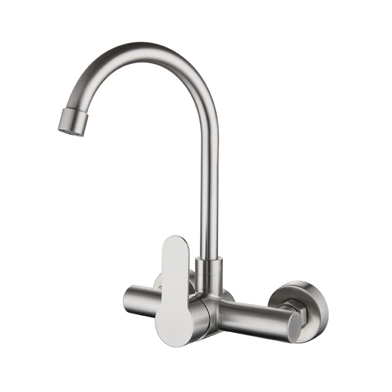 Double hole wall hot and cold faucet