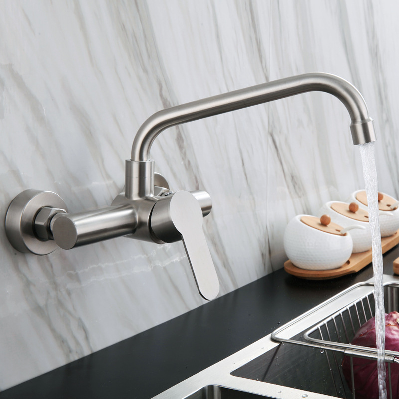 Double hole wall hot and cold faucet