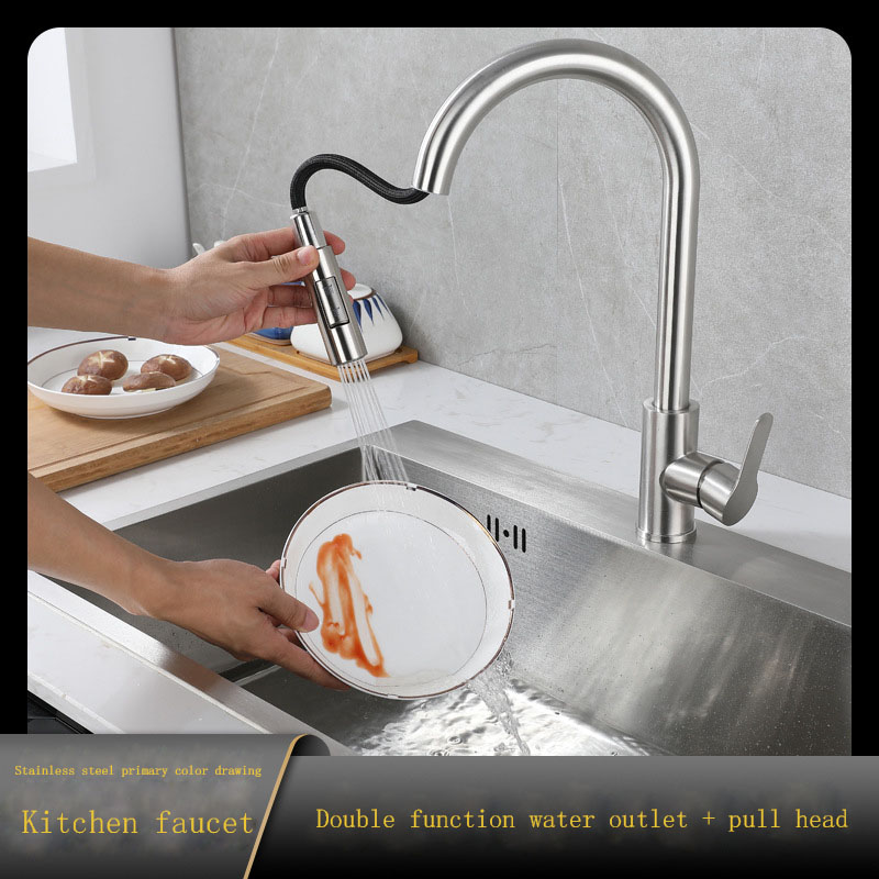 Pull kitchen faucet hot and cold