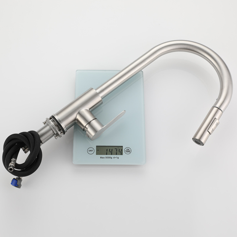 Pull kitchen faucet hot and cold