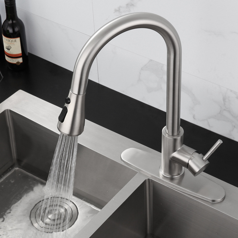 Stainless steel kitchen pull faucet