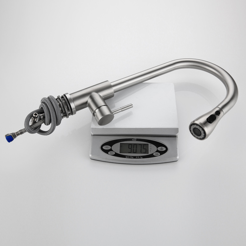 Stainless steel kitchen pull faucet