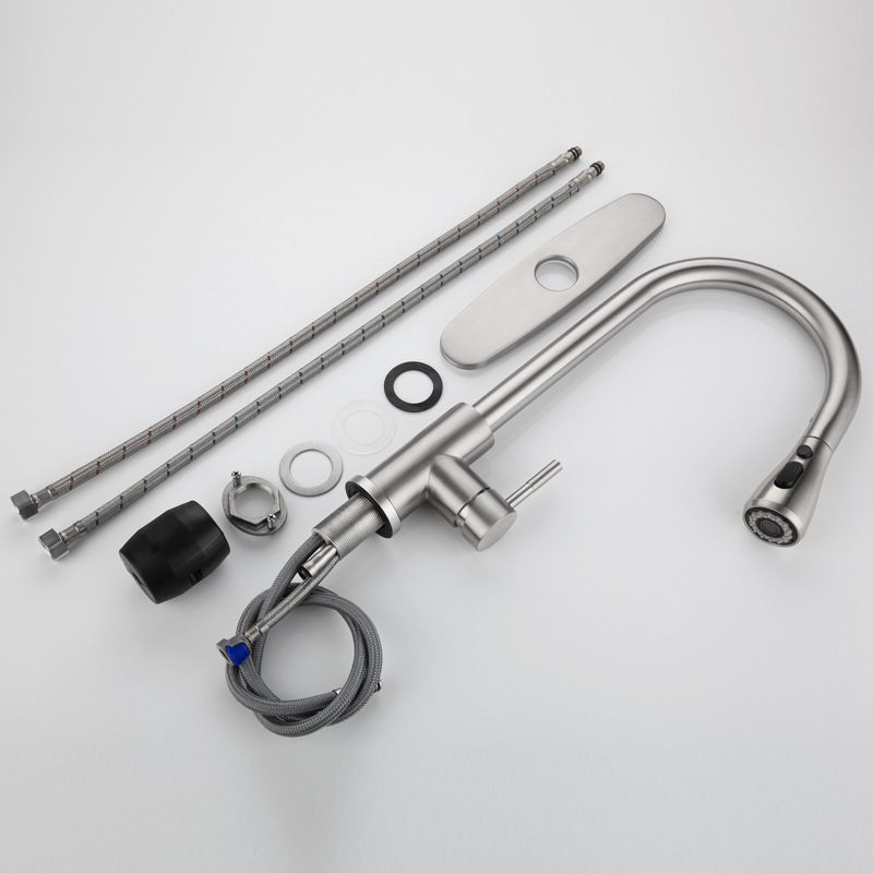 Stainless steel kitchen pull faucet