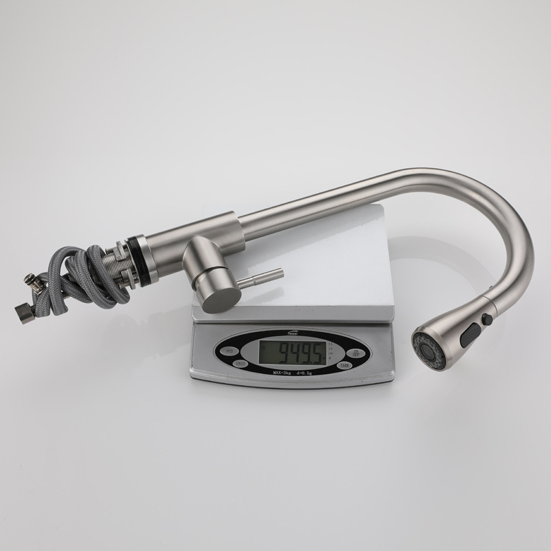 Stretchable faucet in induction kitchen