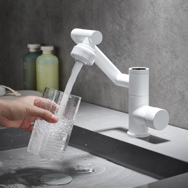 Universal faucet under basin mechanical arm