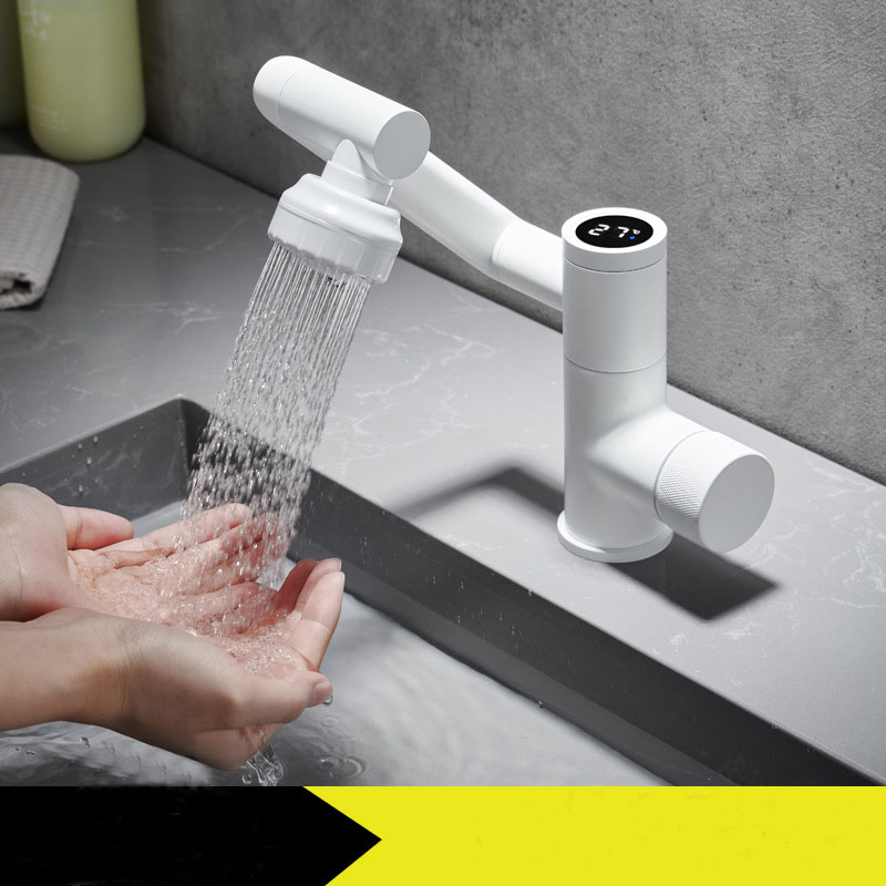 Universal faucet under basin mechanical arm